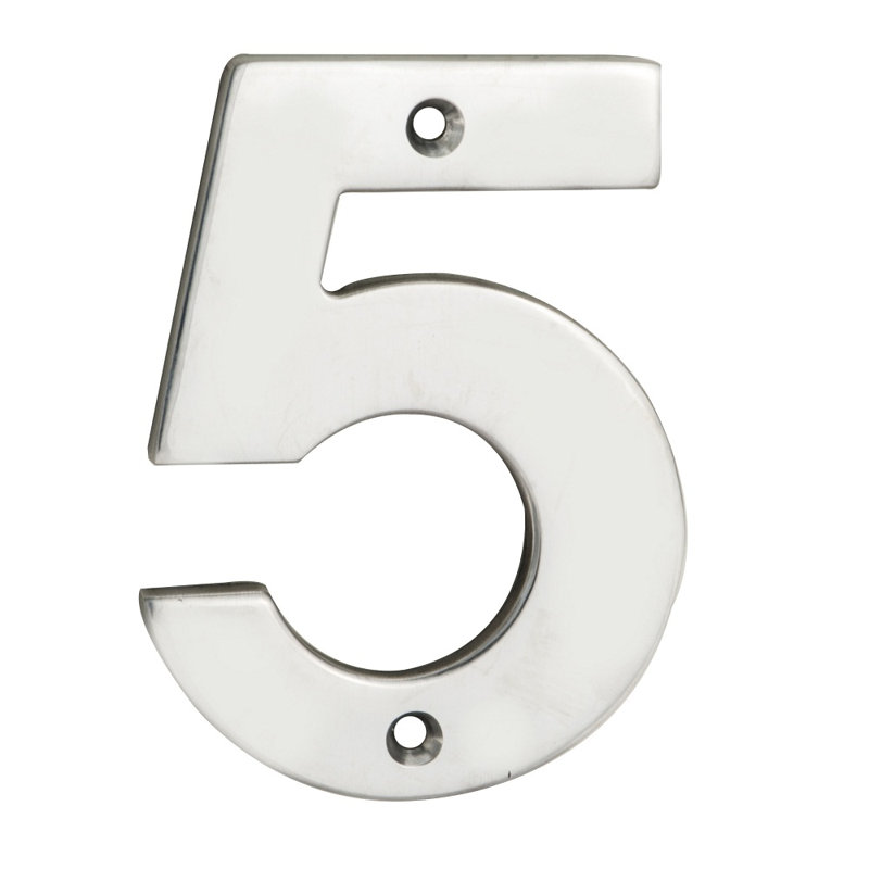 Dollis 10cm H Stainless Steel House Number, Satin Stainless Steel, 5