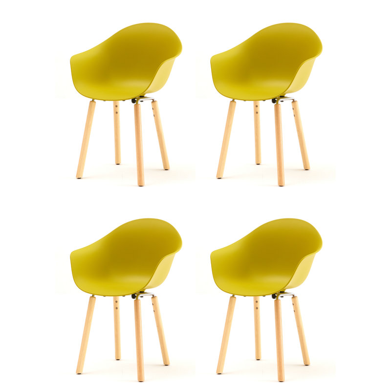 Fauteuil TA (ensemble de 4), Moutarde / chrome