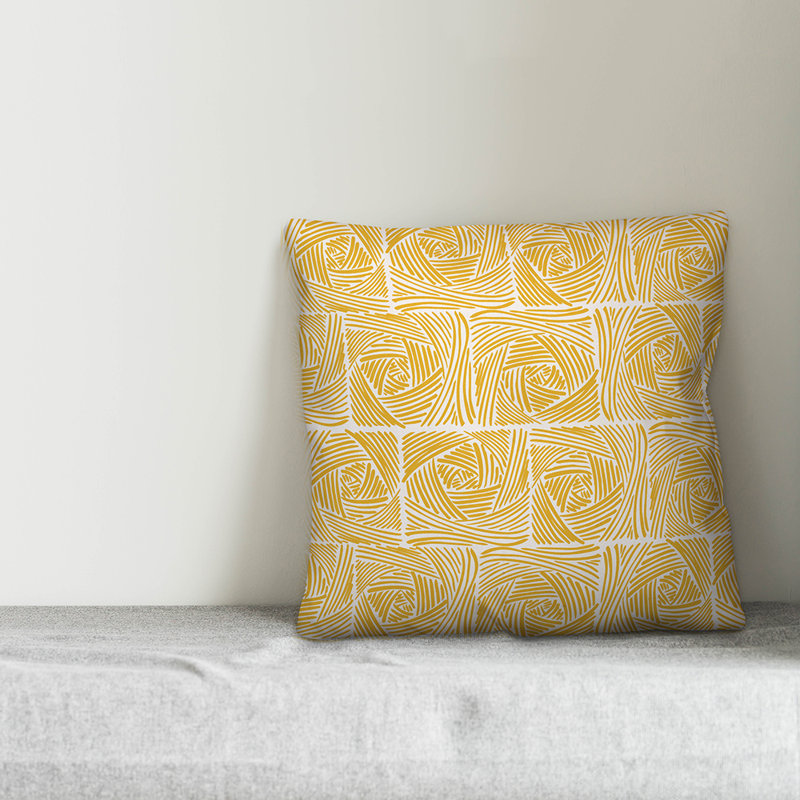  Coussin Square Roses, 16 po x 1 po, Jaune