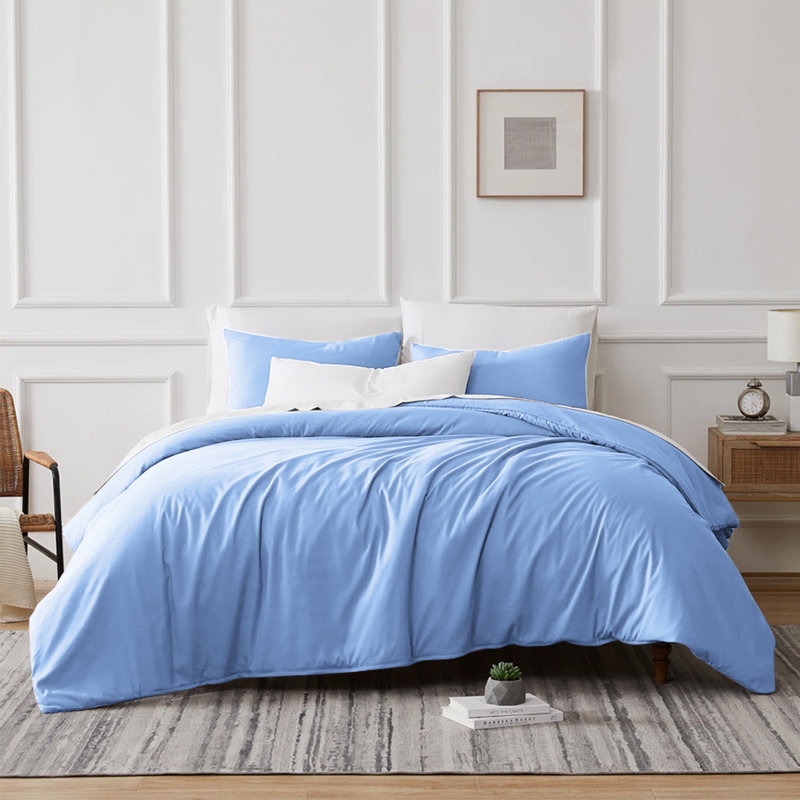 Microfibre 200 TC Plain Reversible Plain Weave Modern & Contemporary Duvet Cover Set, Single - 1 Standard Pillowcase