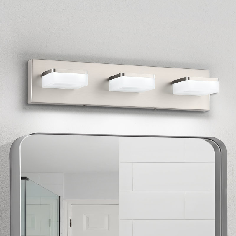 Rahmone LED Bathroom Vanity Light, High Transmittance and Dimmable with 270° Rotatable Head, Nickel, 3 Lights