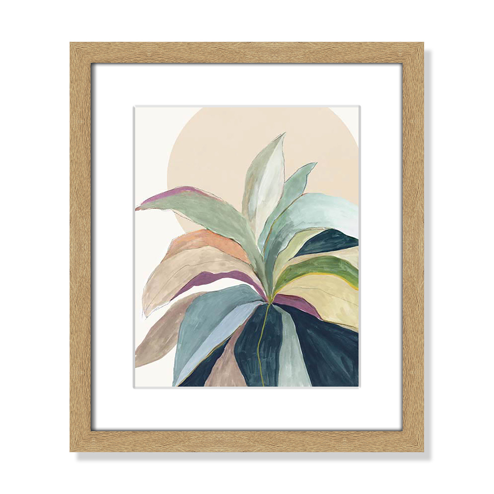 Sherbrooke Sunny Bright Leaves II by Asia Jensen Print, Natural Woodgrain Single Picture Frame, No Mat