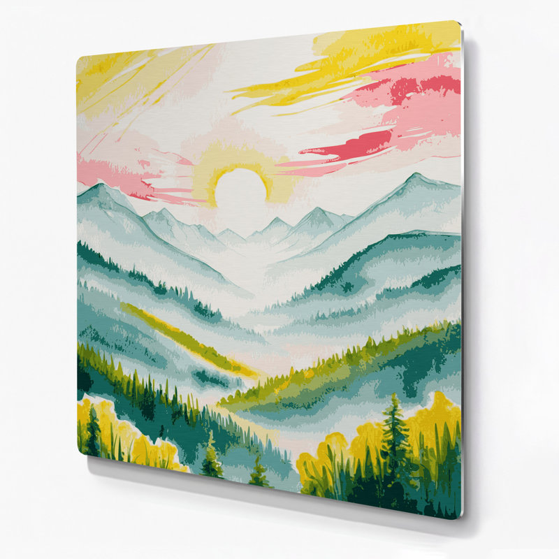 Aquarelle paysage 83, art mural en métal beige, H 12 po x l 12 po