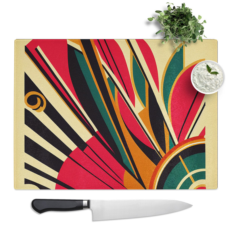 Art Deco Print  Glass Chopping Board