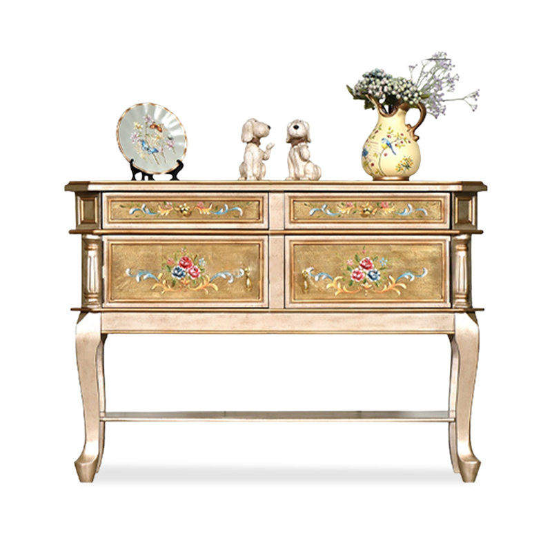 Champagne Solid + Manufactured Wood Rectangular Console Table