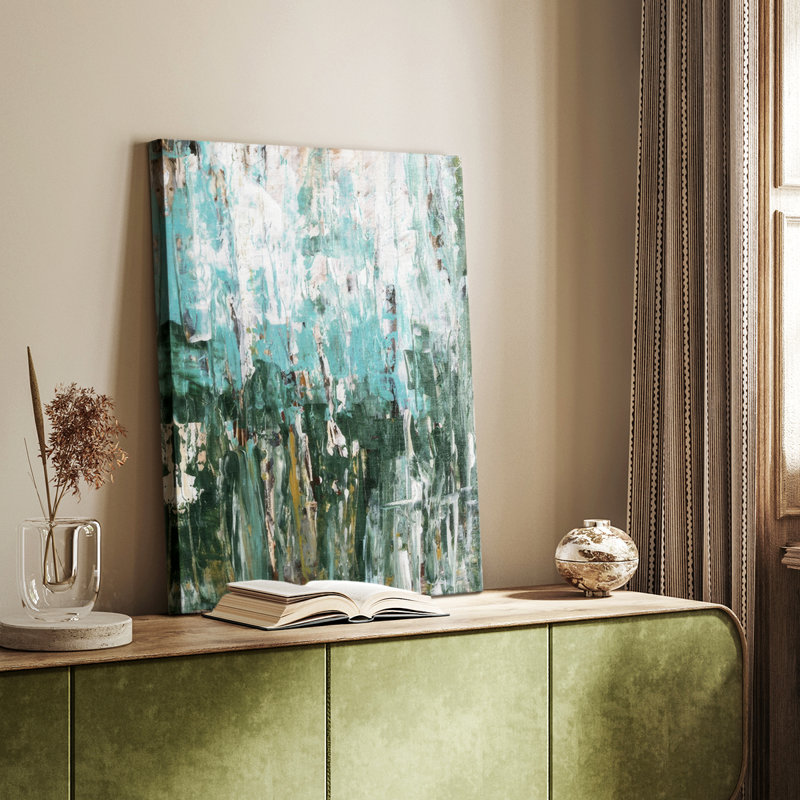 Abstrait forêt turquoise II - Cavas enveloppés de galerie, H 48 po x l 32 po