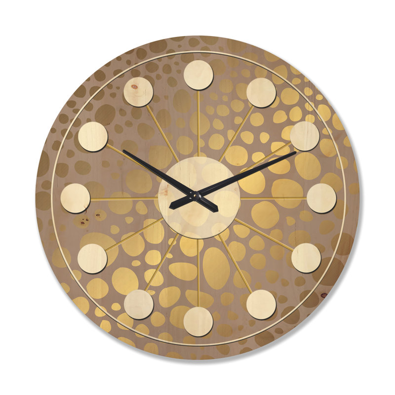 Marbre doré Design III - horloge abstraite en bois, Grand