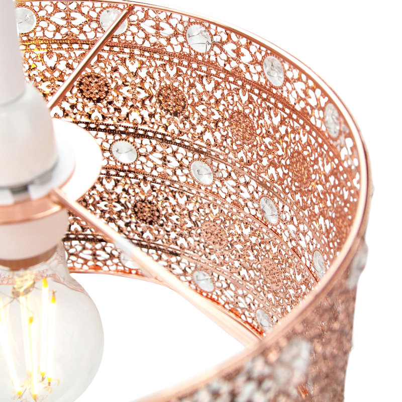 Antique Acrylic Gem Moroccan Style Chandelier Pendant Light Shade Fitting, 17cm H x 24cm W x 24cm D, Copper