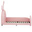Lit plateforme tapissier simple avec tête de lit et lit rose durable-1010932379