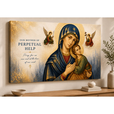 Grand, notre mère de l'aide perpétuelle, impression sur toile 24 x 36 pouces, icône sacrée mariale, salle de prières Catholiques, salon, décoration intérieure - prêt à être accroché