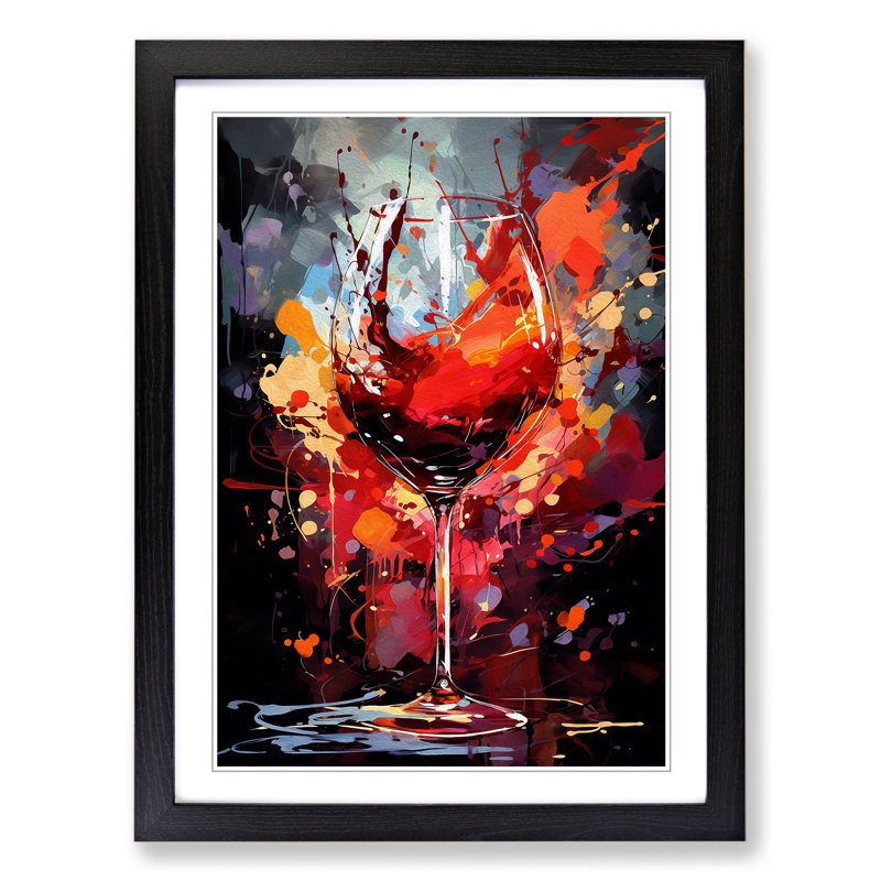Wine Gestural Art - Framed Print, Black Framed, 46cm H x 34cm W