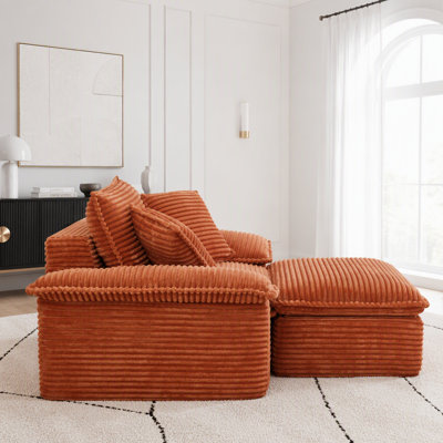 Fauteuil surdimensionné avec repose-pieds, assise profonde et assemblage sans outil