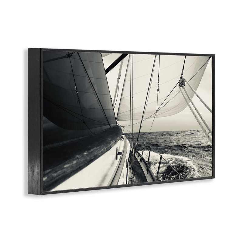 Voile The Sea View, estampe numérique par LSR Design Studio, H 12 po x l 18 po, Giclée encadrée noir minuit