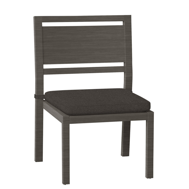 Avondale Patio Dining Side Chair with Cushions, Slate Grey, Welt, Verona Fossil