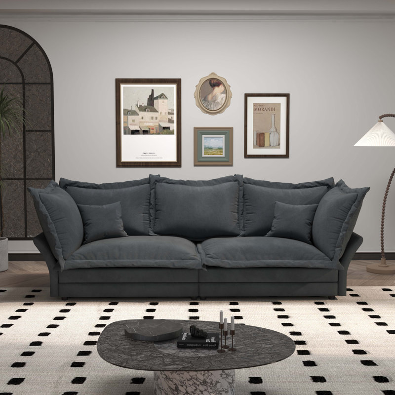 Canapé convertible confortable avec coussins moelleux et conception polyvalente pour divers espaces, Gris