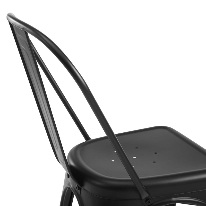 Black Metal Slat Back Bistro Side Chair Set