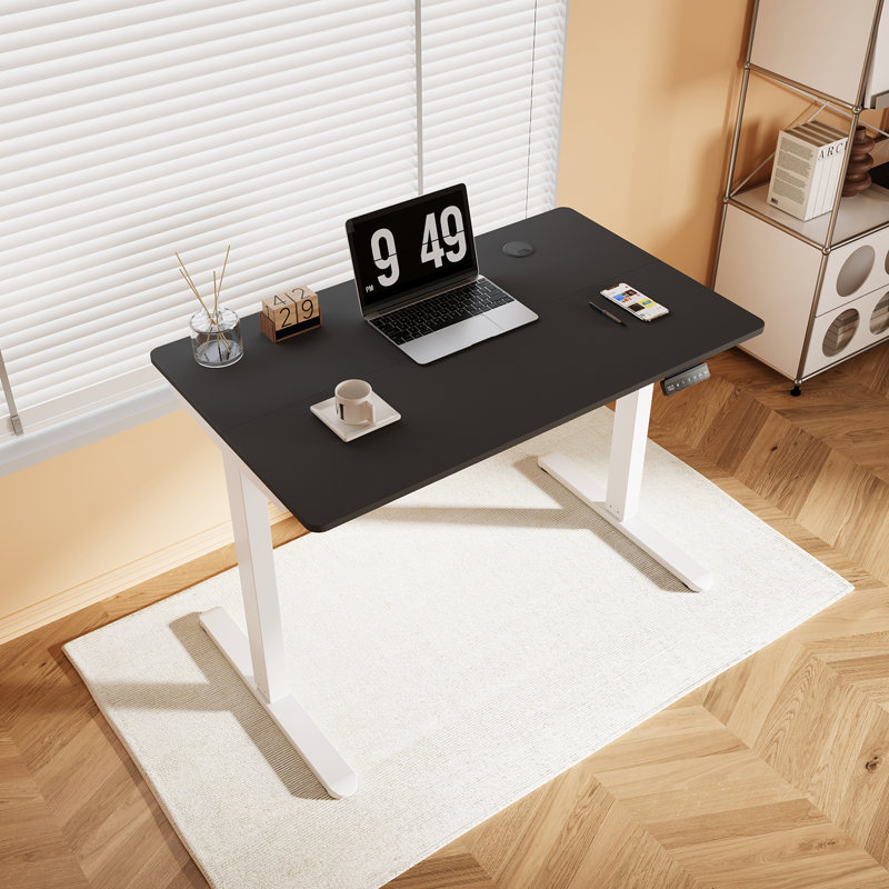 100Cm W Height Adjustable Rectangular Standing Desk, Black