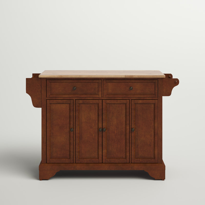 Bert Solid Wood Top Kitchen Island, Classic Cherry