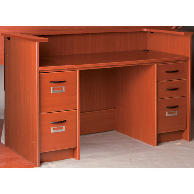Library Rectangle Synthetic Laminate Reception Desk with Filing Cabinet