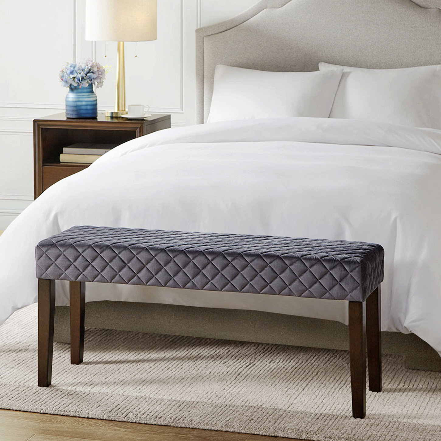 Lark Manor Atal Polyester Upholstered Bench | Wayfair