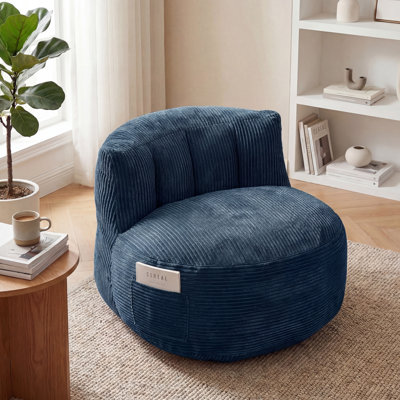 Corduroy Bean Bag Chair With Back Support, Plump Shredded Foam Filled, Soft Fluffy & Easy To Move, Versatile For Living Room, Bedroom & Apartment