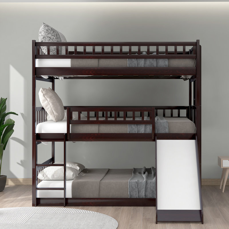 Lit double superposé double pleine grandeur, de construction, avec lit en bois de pin massif polyvalent, pour un sommeil confortable