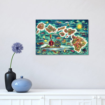 Retro Map Of The Hawaiian Islands - Print on Canvas