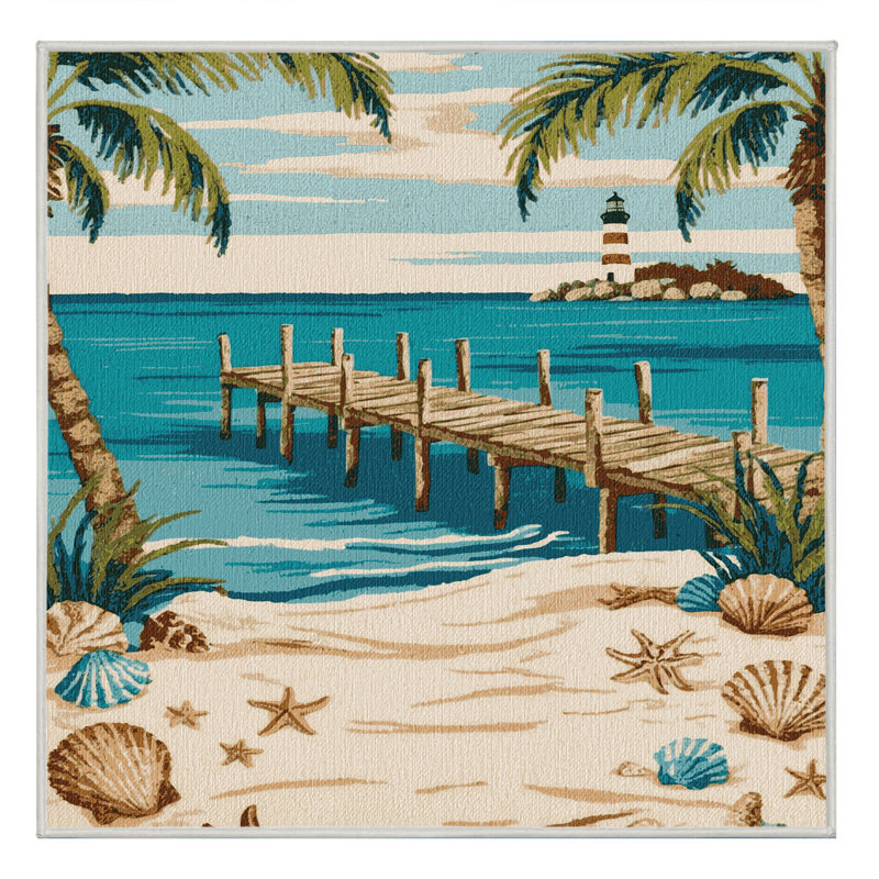  Tapis bord de mer lavable, Carré 4 pi