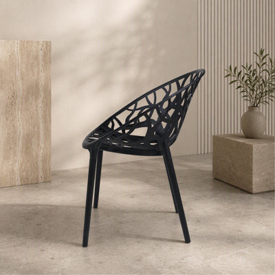 Plastic Dining CHAIR 4PCS black,set of 4