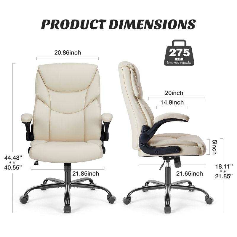 Fauteuil président ergonomique Ovidia, Simili cuir blanc