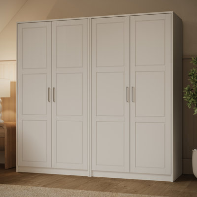 100% Solid Wood Modular 4-Door Wardrobe Armoire With Raised Panel Doors, Bedroom Closet Storage – Urban Collection