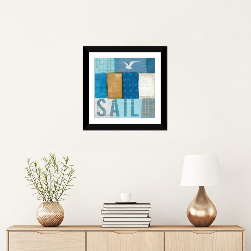 « beachscape series : collage v », reproduction d’impression sur toile, H 16 po x l 16 po x P 1 po, Papier d'art encadré noir
