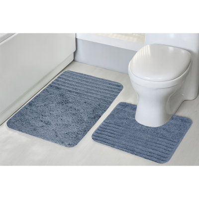 Chenille Soft High Density Anti Slip Linear Bath Mat Set
