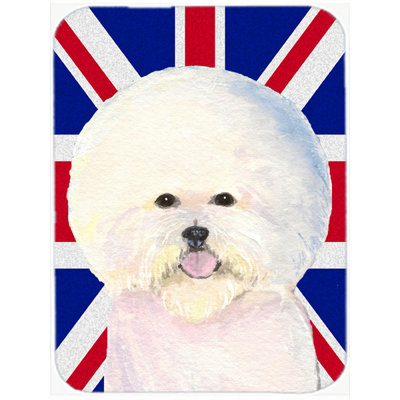 Caroline's Treasures Union Jack Bichon Frise with English British Flag Glass Cutting Board