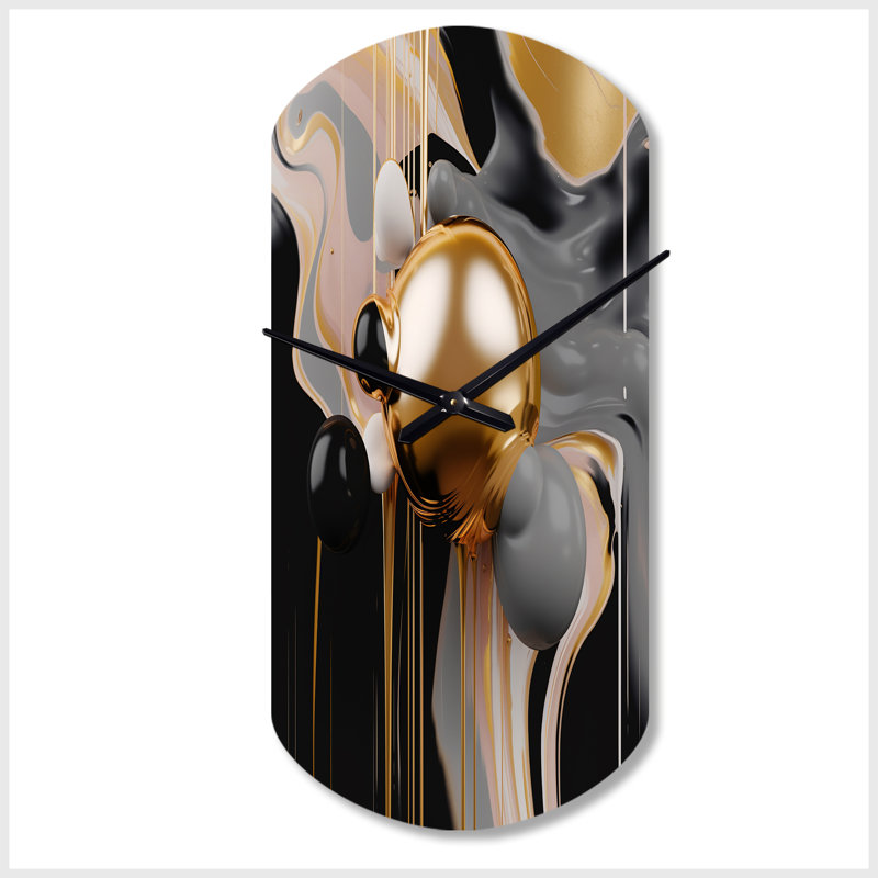 Dugue or et noir Mystic Mélange II - horloge asymétrique moderne en métal, horloge murale dorée, Grand