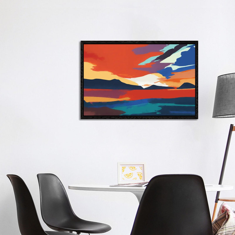 Vibrant Sunset III by Angel Estevez - Print on Canvas, Black Framed, 66.04cm H x 101.6cm W x 3.81cm D
