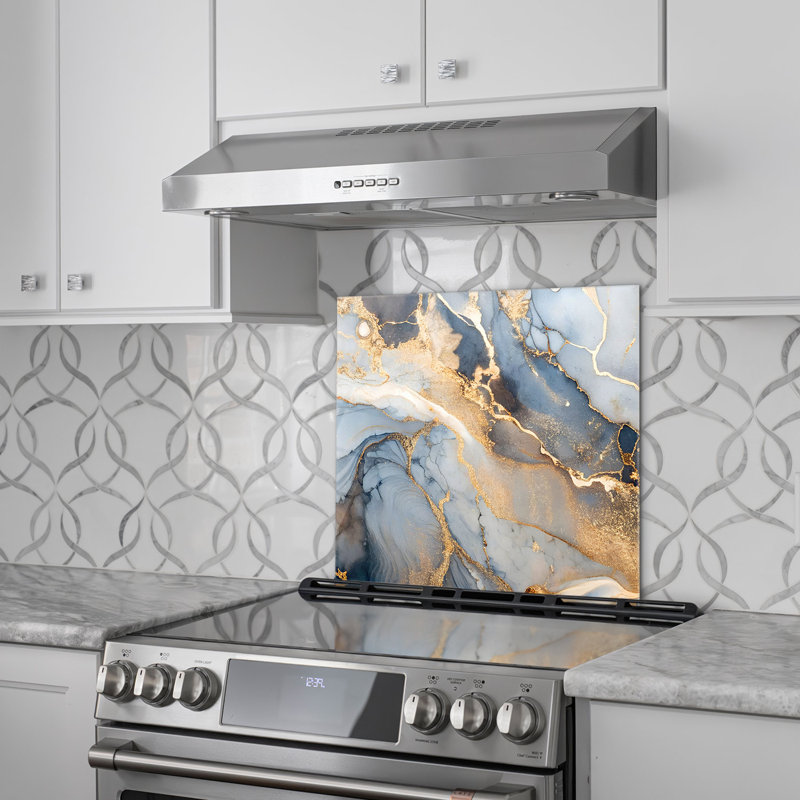 Dosseret éthéré Labyrinthe en verre trempé - Décoration murale de cuisine, H 16 po x l 30 po