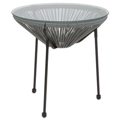 Table en rotin avec plateau en verre Helen