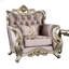 Fauteuil de style traditionnel 1pc avec garniture cloutée et dossier capitonné avec dossier arrondi et coussin décoratif au fini mauve et champagne inclus-1667780487