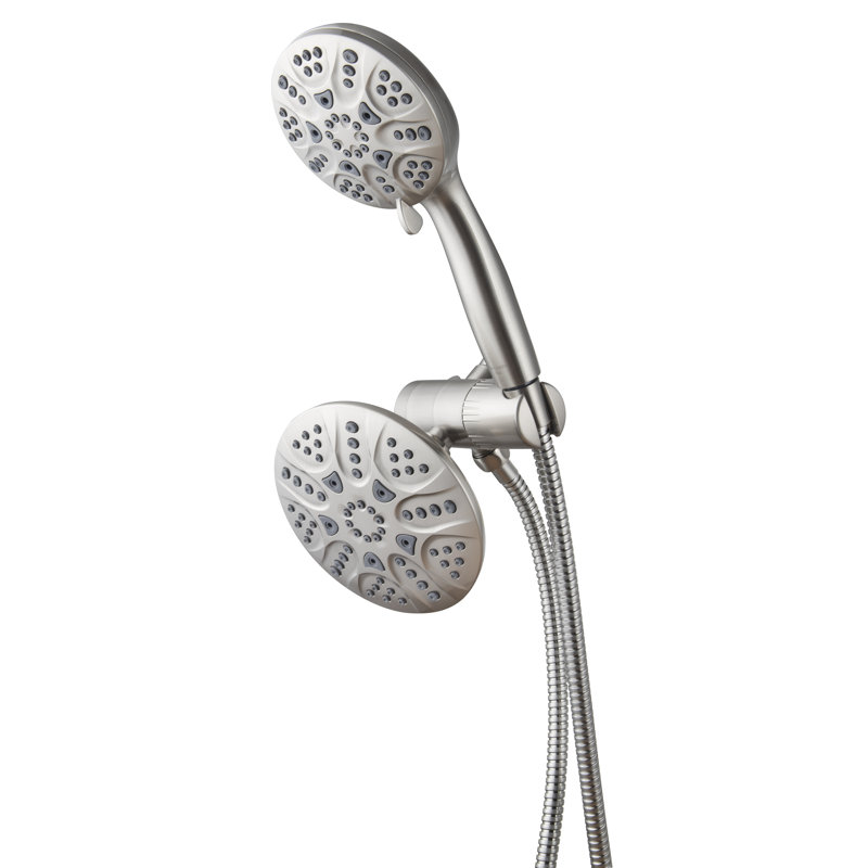 Ana Bath 6-Inch Multi Function (with Pause Function) Dual Shower Head with 5-Ft Hose, Brushed Nickel