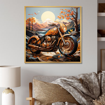 " Orange Black Motorcycle Wanderlust II "