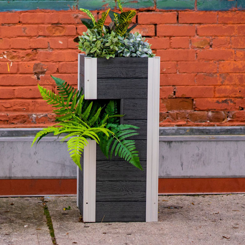 Urbana Vinyl Pillar Planter, Gray