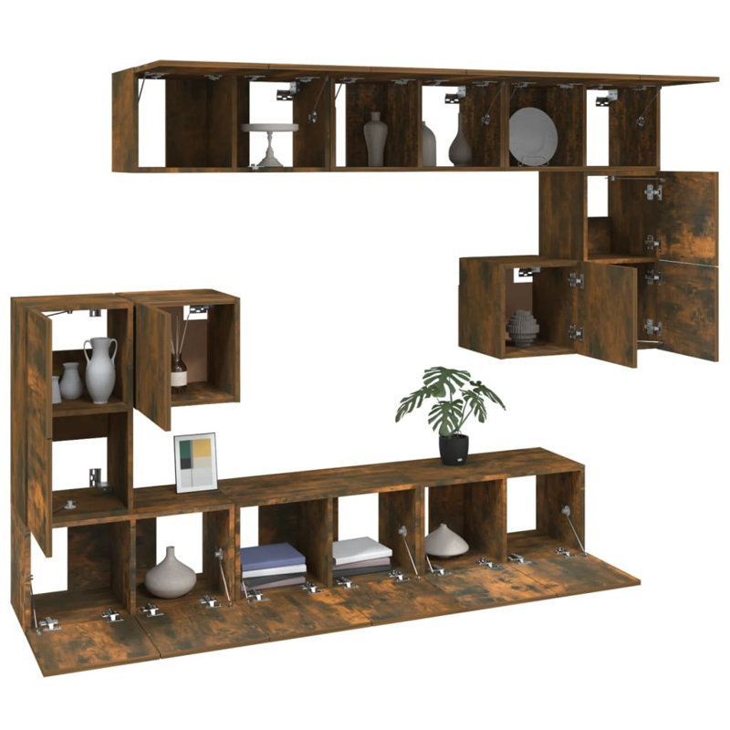 Ravenscroft TV Cabinet Set Engineered Wood, Smoked Oak