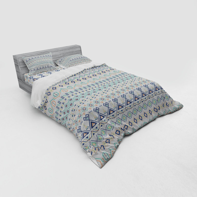 Rustic Polyester Geometric Shapes Duvet Cover, Queen Duvet Cover + 3 Additional Pieces