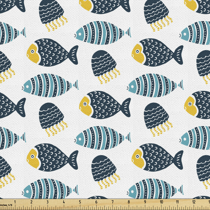 Chianti Animal Print of Fish and Jellyfish Multi-Purpose Fabric