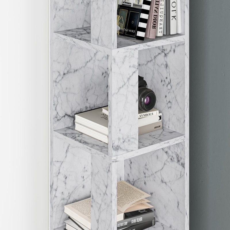 Bensonhurst Corner Bookcase Unique Design & Modern Style, Carrara White