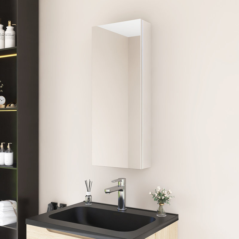 12 Inch Rectangular Medicine Cabinet With Mirror, Left