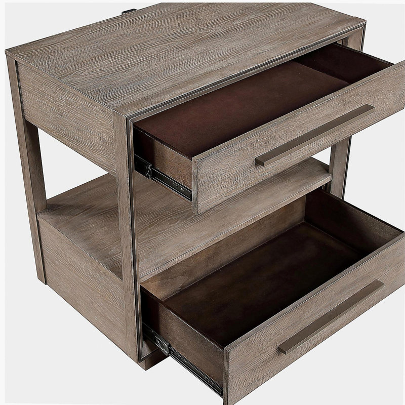 Prescott Taupe Oak 2-drawers Nightstand