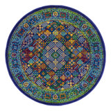 Tapis ovale ovale bleu marine / bleu / jaune Keyport