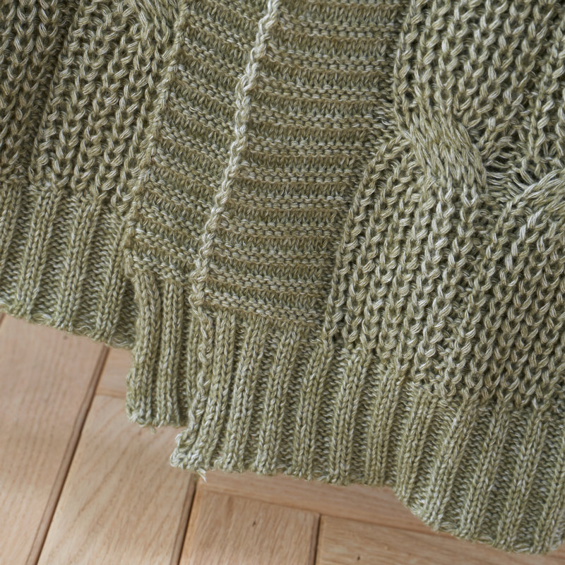 Chunky Marl Knit Cosy Blanket Throw, Olive